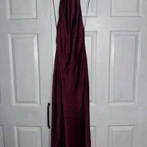 Zara Halter Maxi Dress in Deep Burgundy